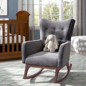 Wooden and Cushioned Rocking Chair