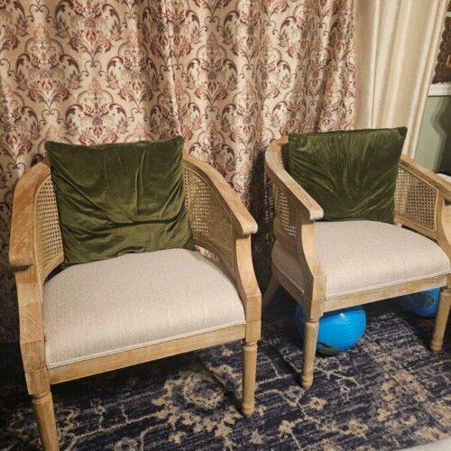 Wooden Rattan Upholstered Armchair (Set of 2) photo review