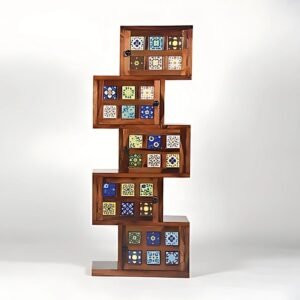 Mango Wood Modern Bookshelf