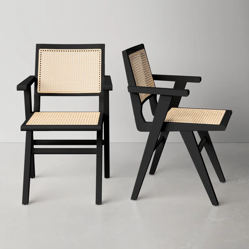 Atticus+Cane+Arm+Chair,+Black