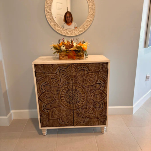 Hand Carved Accent Cabinet photo review