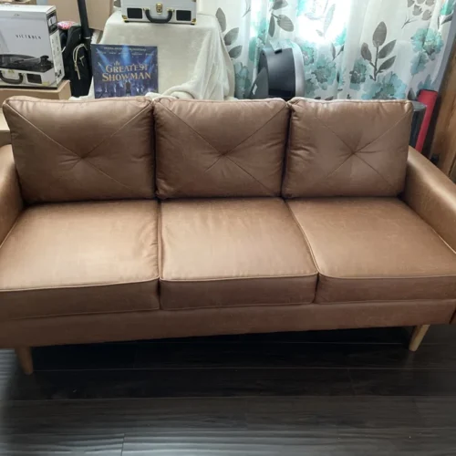 71.65'' Upholstered Sofa Mid Century Flared Arm Sofa photo review