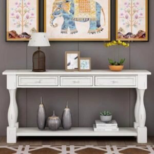 Handcrafted Mango Wooden White Console Table