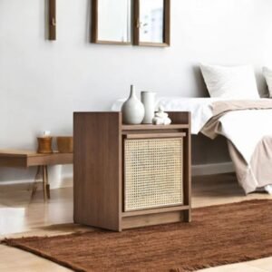 Wooden Cane Bedside Table