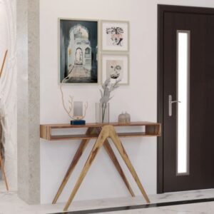 Antique Design Console Table Natural Finish & Cross Legs