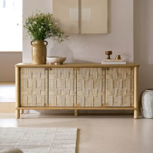 Wooden Solid Wood 2 Door Sideboard for Jhuta Design