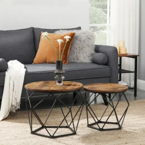 Solid Mango Wood Modern 2 Set End Table