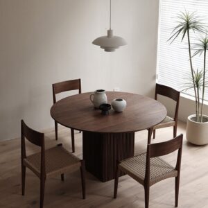 Wooden Round Dining Table with Square Leg