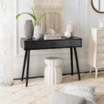 Handcrafted Wooden Black Finish Console Table