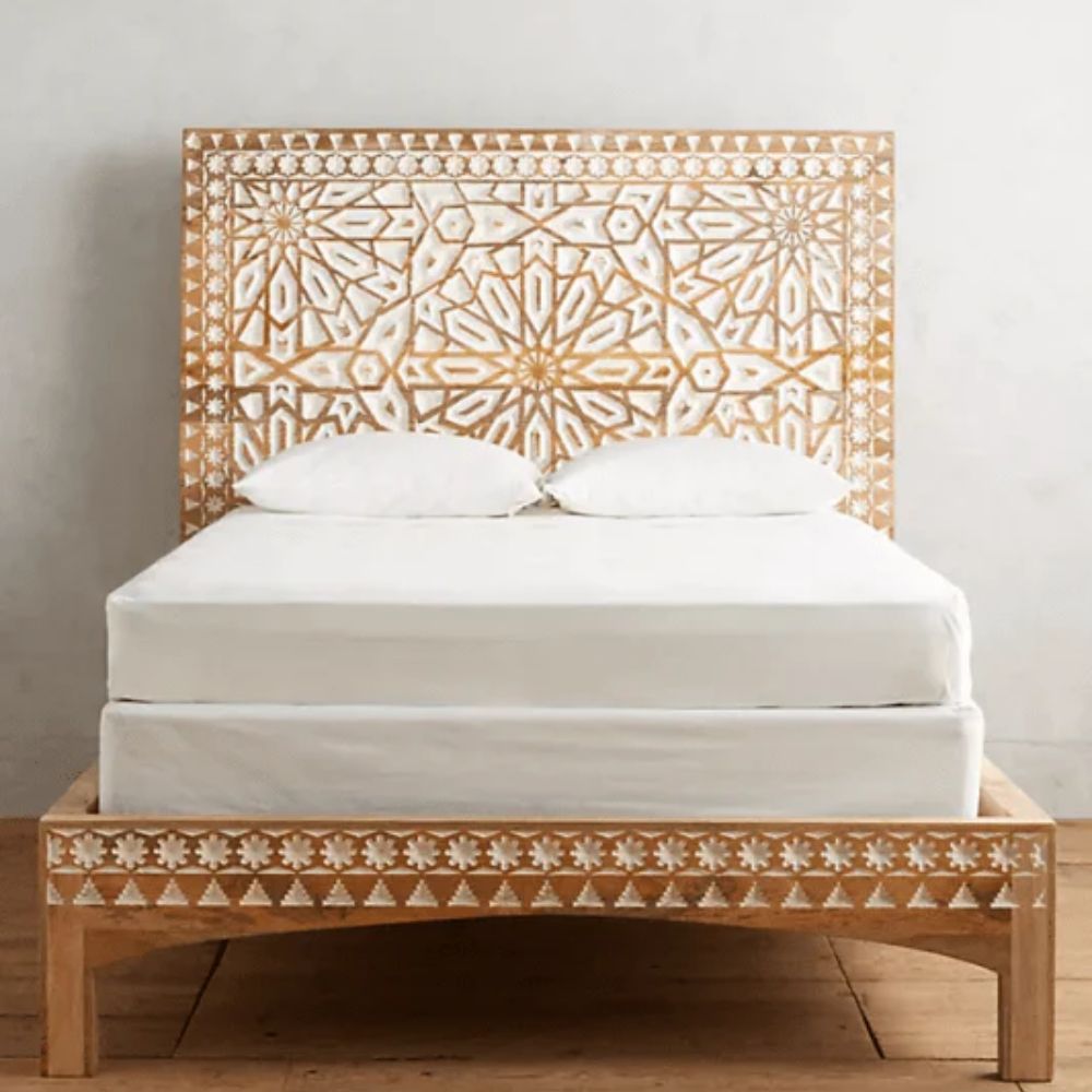 1-1-5.jpg Hand - Carved Bed | Platform Bed - Image 1