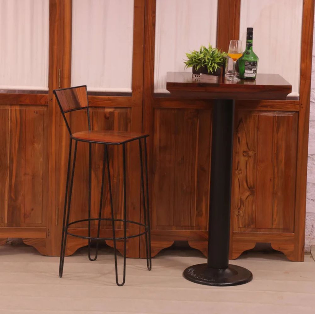 1-102-2.jpg Iron Handmade Long Heighted Wooden Bar Chair - Image 1