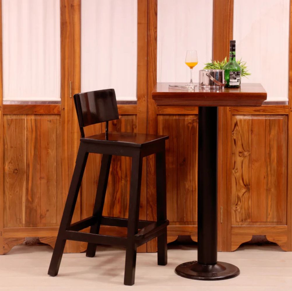 1-103-2.jpg Handmade Black Long Heighted Wooden Bar Chair - Image 1