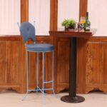Heighted Handmade Wooden Bar Chair (Blue)