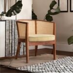 Modern Solid Wood Cane Arm Chair
