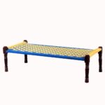 Jodhpuri Wooden Khatiya Khaat (Yellow Blue) - Image 5