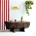 Handcrafted Shape Solid Wood Coffee Table With Storage