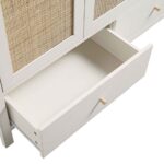 Sale Frances Rattan Triple Closet with 2 Drawers, White - Image 7