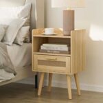 Handcrafted Bedside Table 1 Drawer Natural-Finish