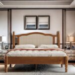 Wooden Platform Bed With Natural Headboard And Design