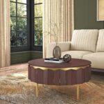 Keoni Round Solid Wood Coffee Table in Claret Mahogany Finish
