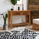 Handcrafted 2 Drawer Console Table Natural