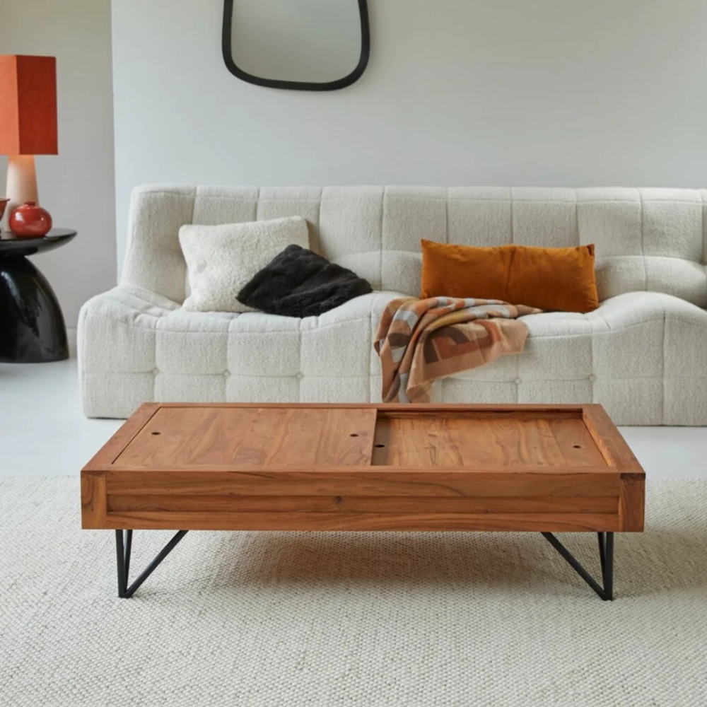 1-15-10.jpg Handcrafted Solid Wood & Metal Legs Coffee Table Furniture - Image 1