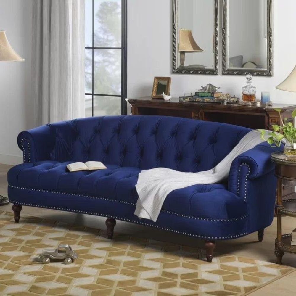 1-150-1.jpg Wooden Artistic 3 Seater Chesterfield Sofa - Image 1