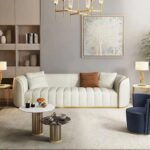 Leather Upholstered 3-Seater Sofa with Gold Legs