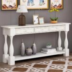 Handcrafted Mango Wooden White Console Table - Image 2