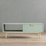 Rajasthani Solid Wood Coffee Table With Drawer- Green Finish