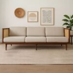 Wooden Cane Handcrafted Carving Sofa