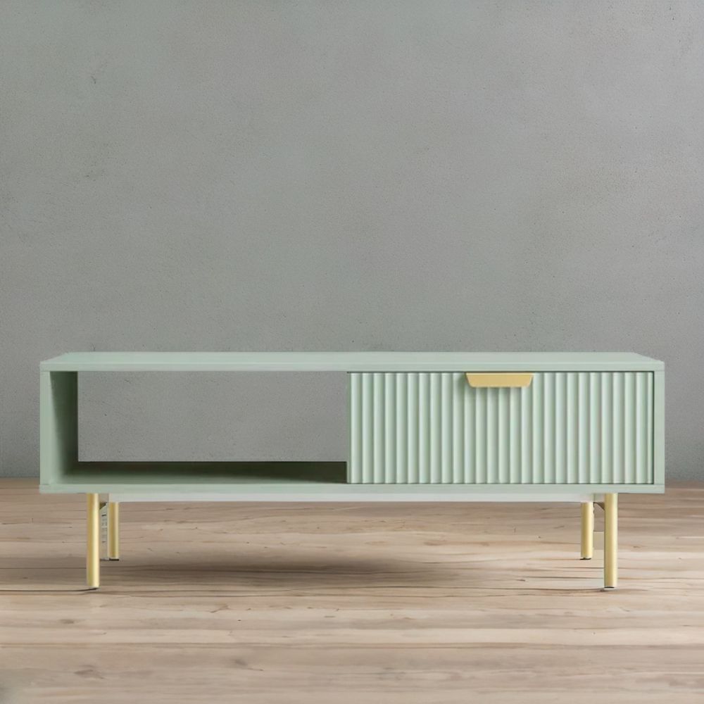 1-16.jpg Rajasthani Solid Wood Coffee Table With Drawer- Green Finish - Image 1