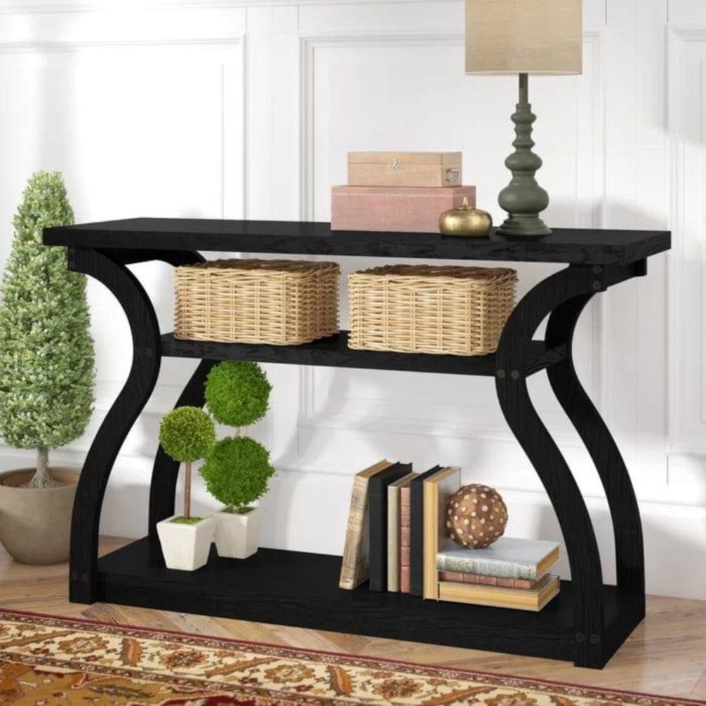 1-163-2.jpg Stylish Black Finish Console Table Furniture - Image 1
