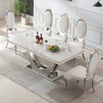 Metal Dining Silver Table With Chairs