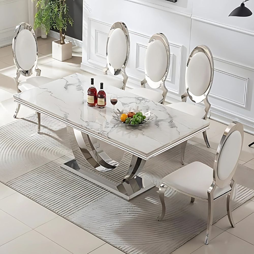 1-171-1.jpg Metal Dining Silver Table With Chairs - Image 1