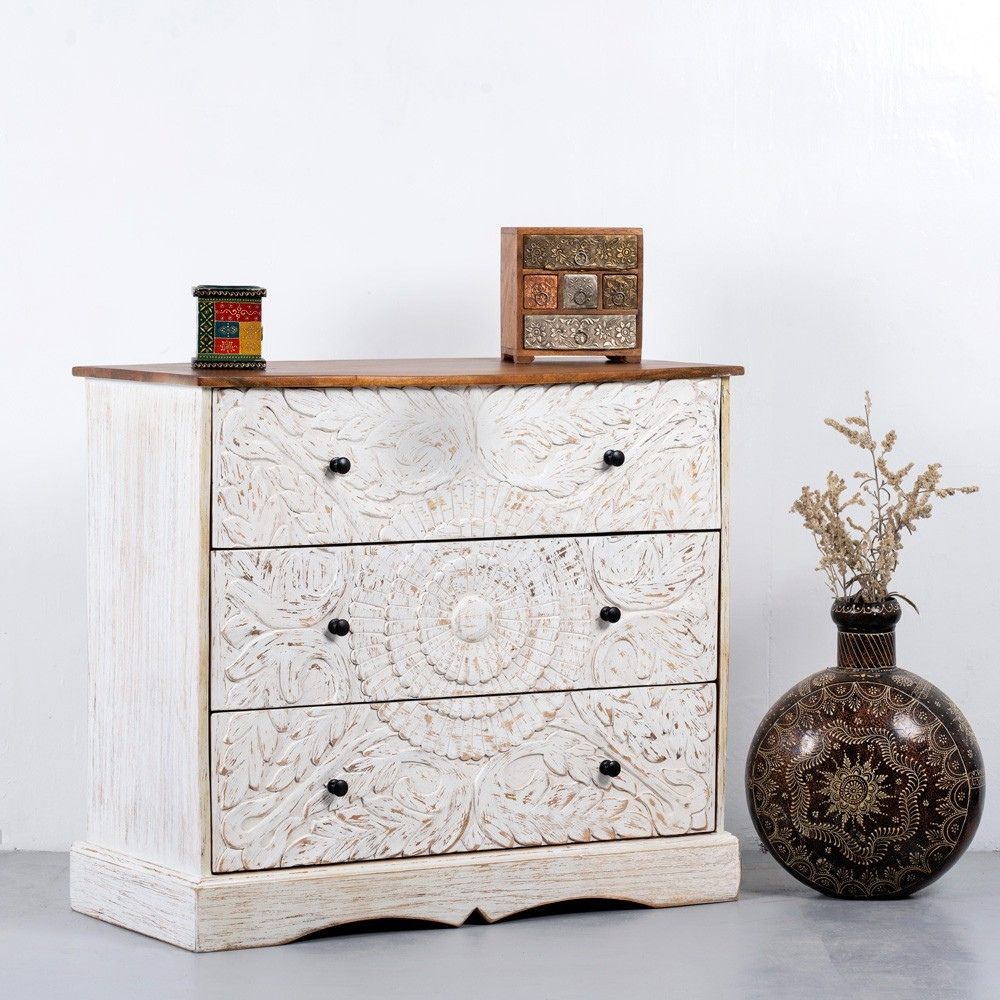 1-178.jpg Khema Wooden Carved Chest of Drawer - Image 1