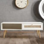 Rajasthani White Solid Wood Rattan Coffee Table