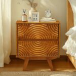 Handcrafted Bedside Table 2 Drawer Natural-Finish