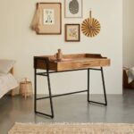 Wooden Solid Mango Wood & Metal Study Table - Image 2