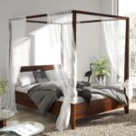 Wooden Artistic  Mango wood Teak Finish Wooden Bed