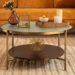 Handmade Round Wooden & Iron Coffee Table