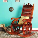 Solid Wood Rocking Chair In Honey Oak Finish