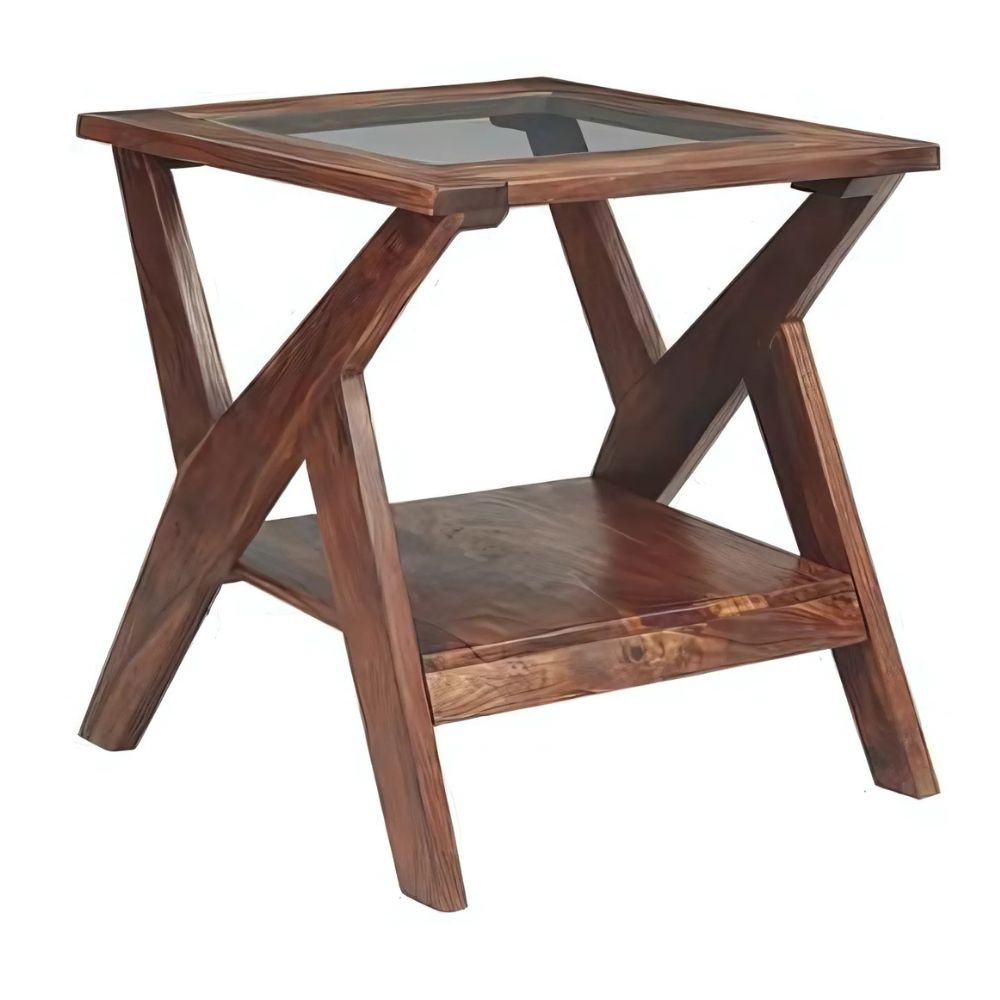 1-2-4.jpg Solid Wood Side Table Teak Finish - Image 1