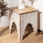 Hand Work Half Round Wooden Side Table