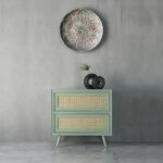 Wooden Cane Nightstand Bedside Table
