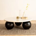 Mango Wood and Marble Round Coffee Table
