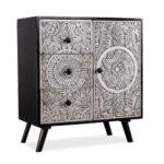Wooden Rustic Carved Cabinet - Image 5