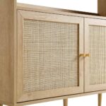 Woven Rattan Bookcase with Doors, Natural - Image 8