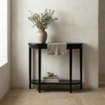 Handcrafted Wooden Black Finish Console Table