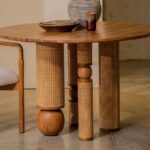 Handcrafted Cane Webbing Sheesham Wood Dining Table